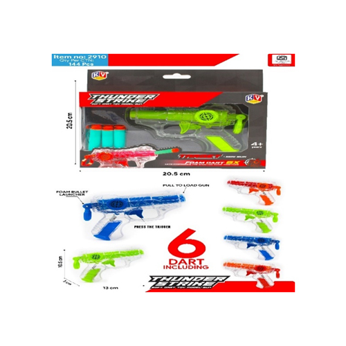 2910 Thunder Strike Transparent Gun With 6 Darts - Age Group: 2-8 Years