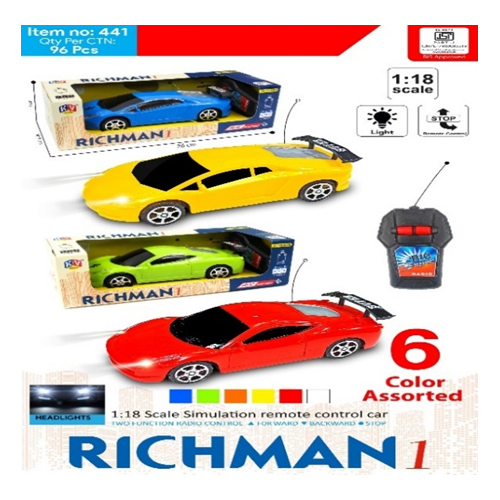 441 2 Function 1-18 Simulation Remote Control Car - Size: Various Available