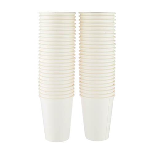 Heavy Duty Single Wall Paper Cups (12oz, 250ml) - Color: White
