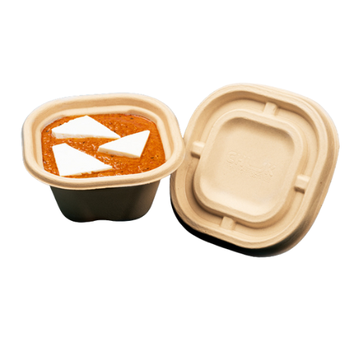 750 Ml Delivery Container - Sugarcane Bagasse, 184.3x184.3x60.4 Mm, White | Microwave & Refrigerator Safe, Eco-friendly & Compostable