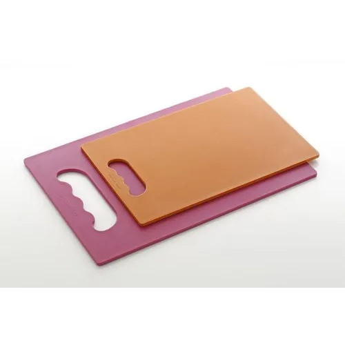 Plastic Chopping Board - Small 30x20 cm, Light Brown & Dark Pink Rectangular Design
