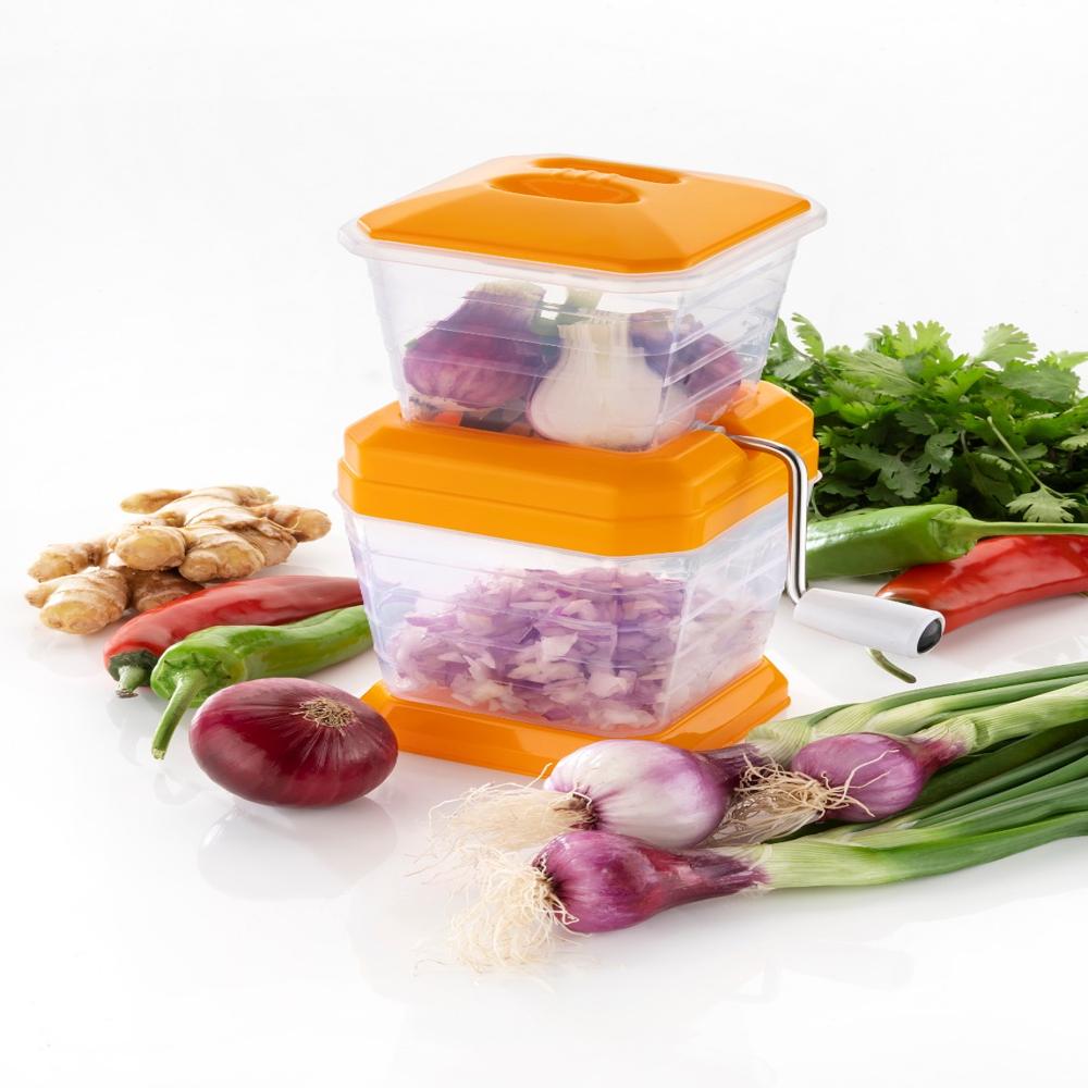 Onion Chopper Regular - Stainless Steel Blade, Square Shape, Multicolor | Plastic Handle for Easy Handling, Non-Electric Design