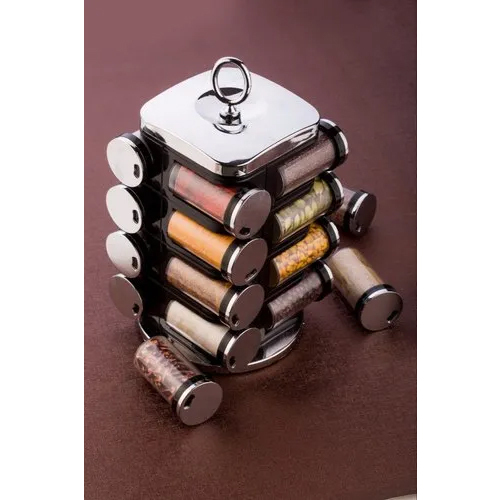 Spice Rack Stylish 16 In 1 - Color: Silver & Black