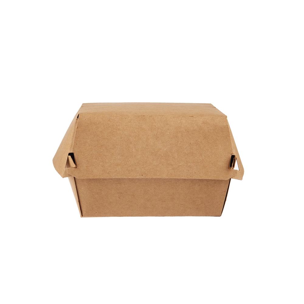 Kraft Paper Burger Clam - 10.6 X 10.6 X 6.9 Cm , 100% Paper Material, Stylish Red/white Plaid/star Print, Nesting Design For Space-efficiency