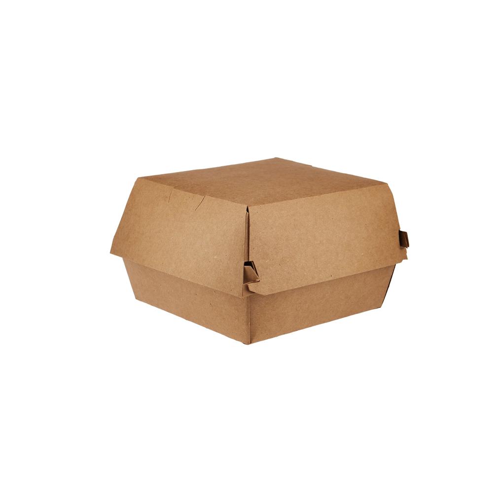 Kraft Paper Burger Clam - 10.6 X 10.6 X 6.9 Cm , 100% Paper Material, Stylish Red/white Plaid/star Print, Nesting Design For Space-efficiency