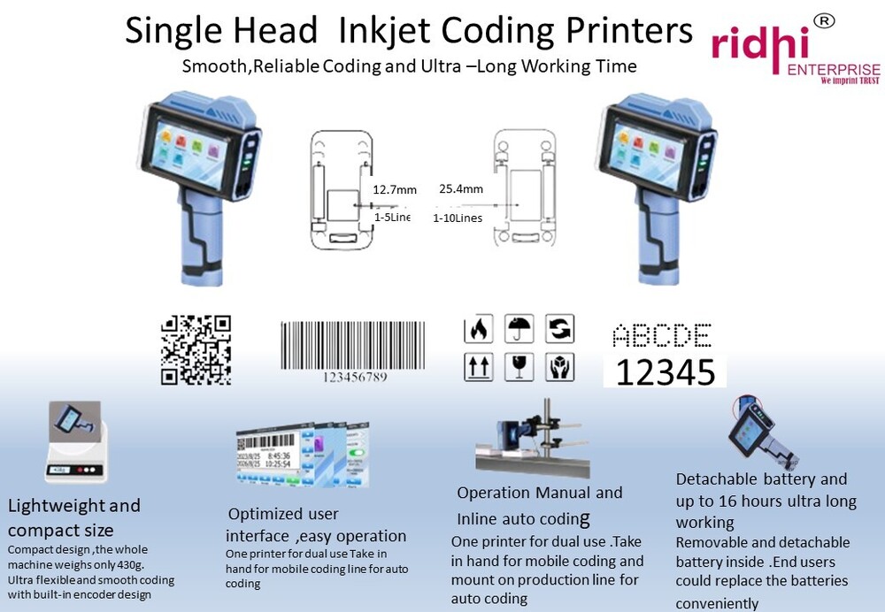 Bentsai Hanheld Inkjet Printer 12.7mm - Automatic Grade: Semi-automatic