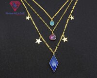 Natural Gemstone With 18K Gold Plated Three Layer Handmade Fashionable Star Charm Necklace