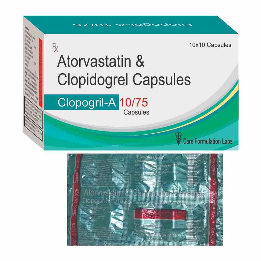 Atorvastatin calcium 10MG, Titanium  Dioxide, Clopogril 75mg  Capsule