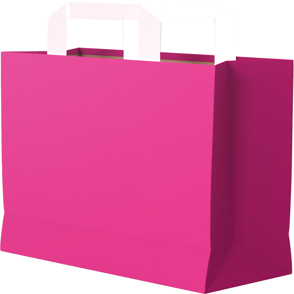 Hotpack Pop Pink Paper Bag (240x125x360 Mm, 500 Nos) - Max Load: 5 Kg Kilograms (Kg)