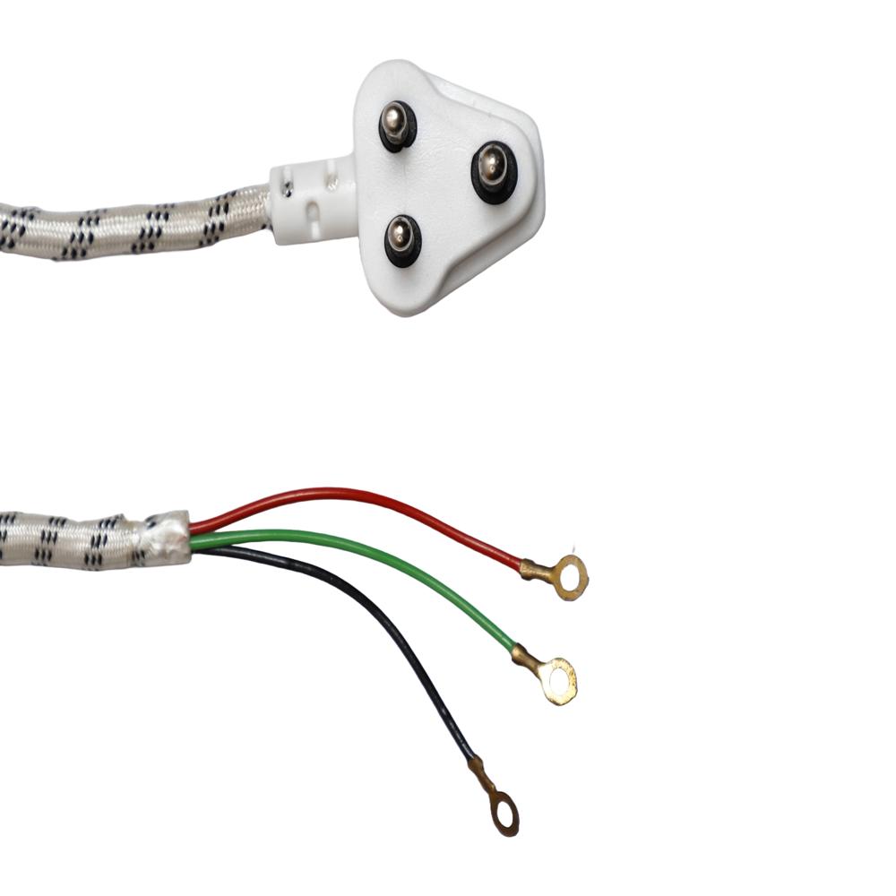 Universal 3 Core Flexible Braided Power Cable - 3 Yards, Cotton Covered Heat Resistant, 240 Volt, White Pvc Jacket, Fits All Steam And Dry Irons