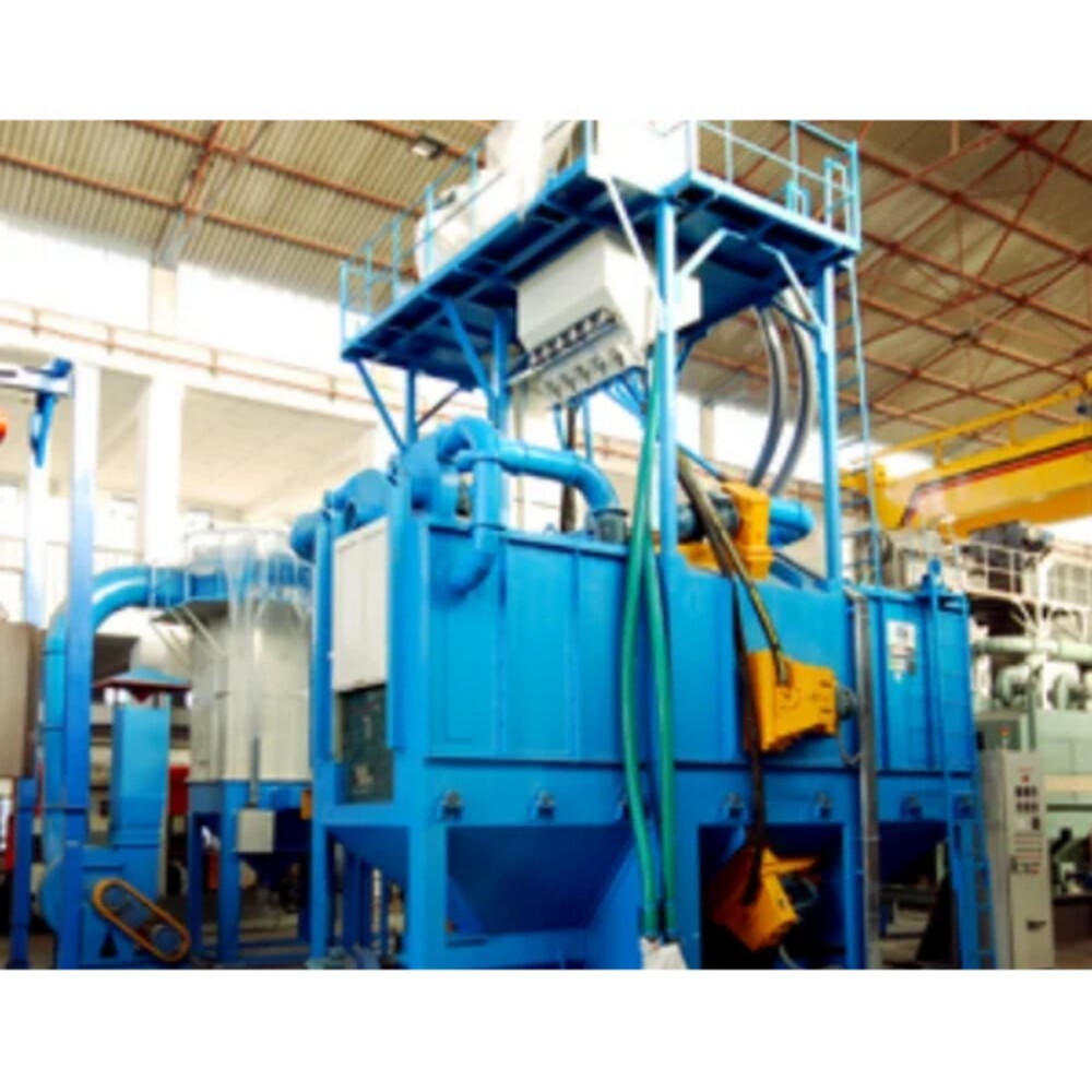 Airless Shot Blasting Machine - Stainless Steel Alloy, 220-440 Volt, Blue | Automatic with Human Machine Interface Control System, Durable and Efficient for Metal Surface Treatment