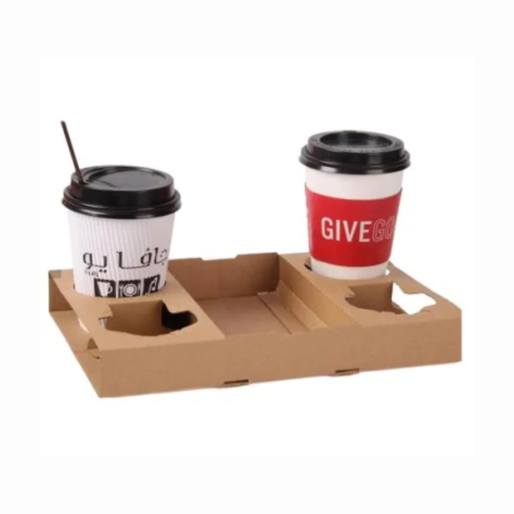 Coffee Cup Carrier / Corrugated Cup Holder (Capacity: 4 Cups)