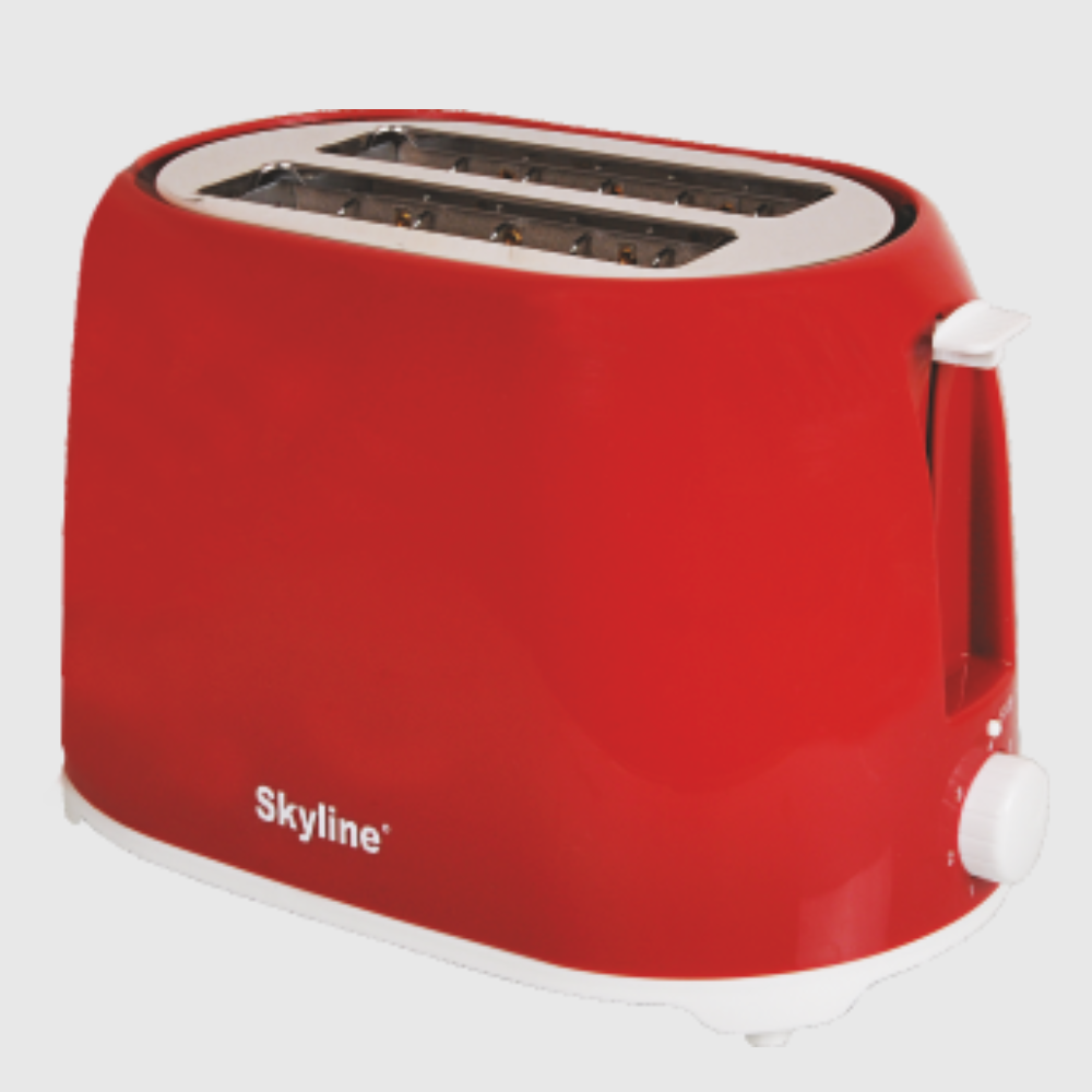 Skyline 750W 2-स्लाइस पॉप-अप टोस्टर जिसमें 7 ब्राउनिंग स्तर और कूल टच बॉडी है।