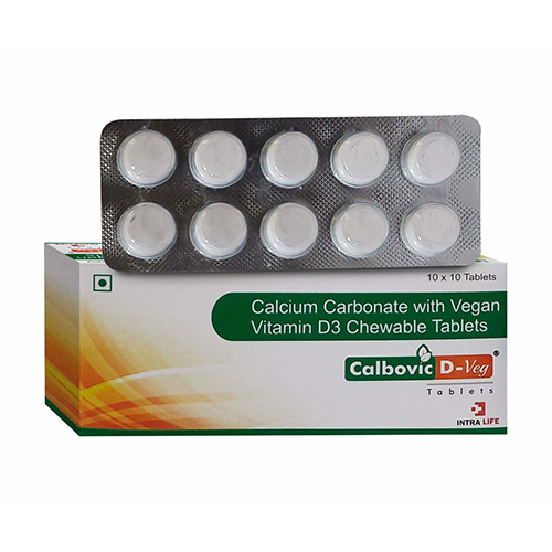 Calcium Carbonate With Vegan Vitamin D3 Chewable Tablets