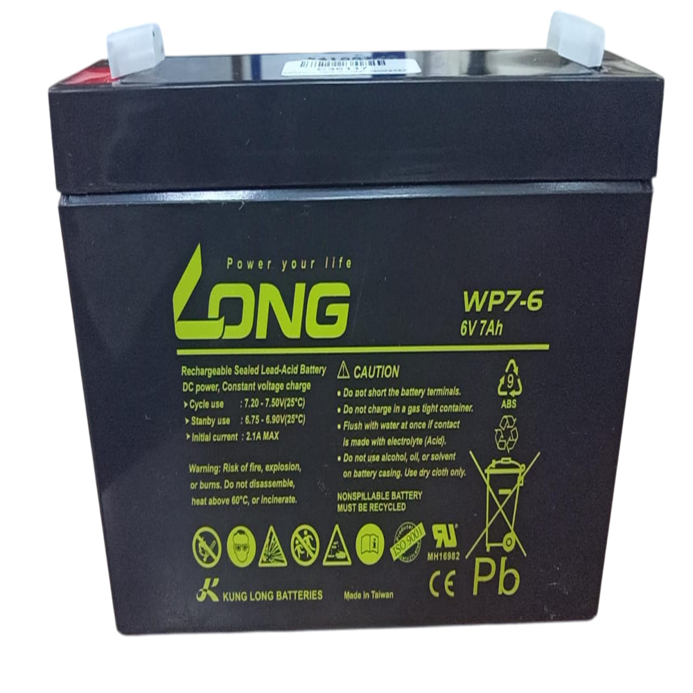 Long 6V, 7AH Sealed Lead Acid Battery, WP7-6