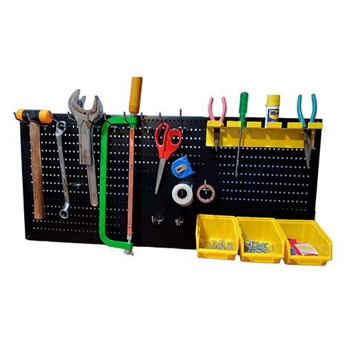 3X2 Feet Metal Pegboard Tool Organiser Set - Color: Black