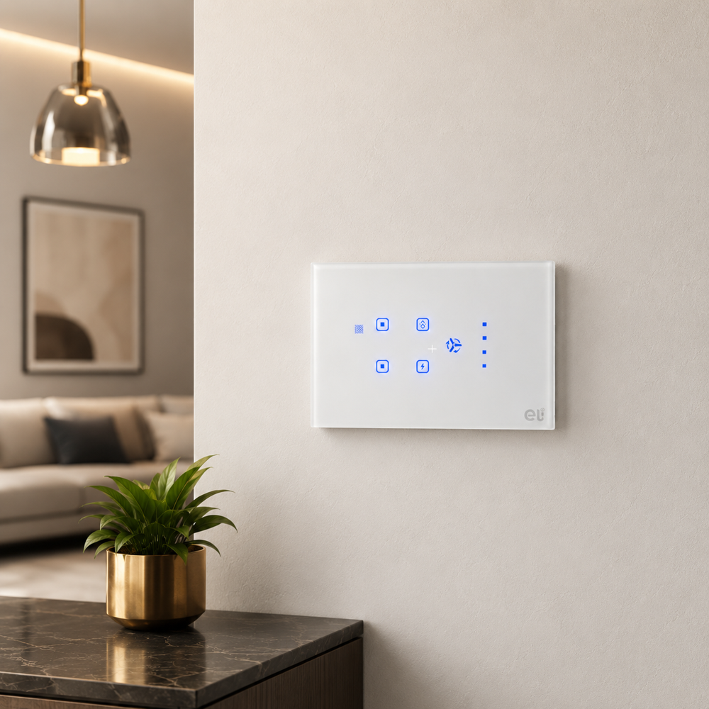Modular 4 Light And 1 Fan Touch Switch - Color: White
