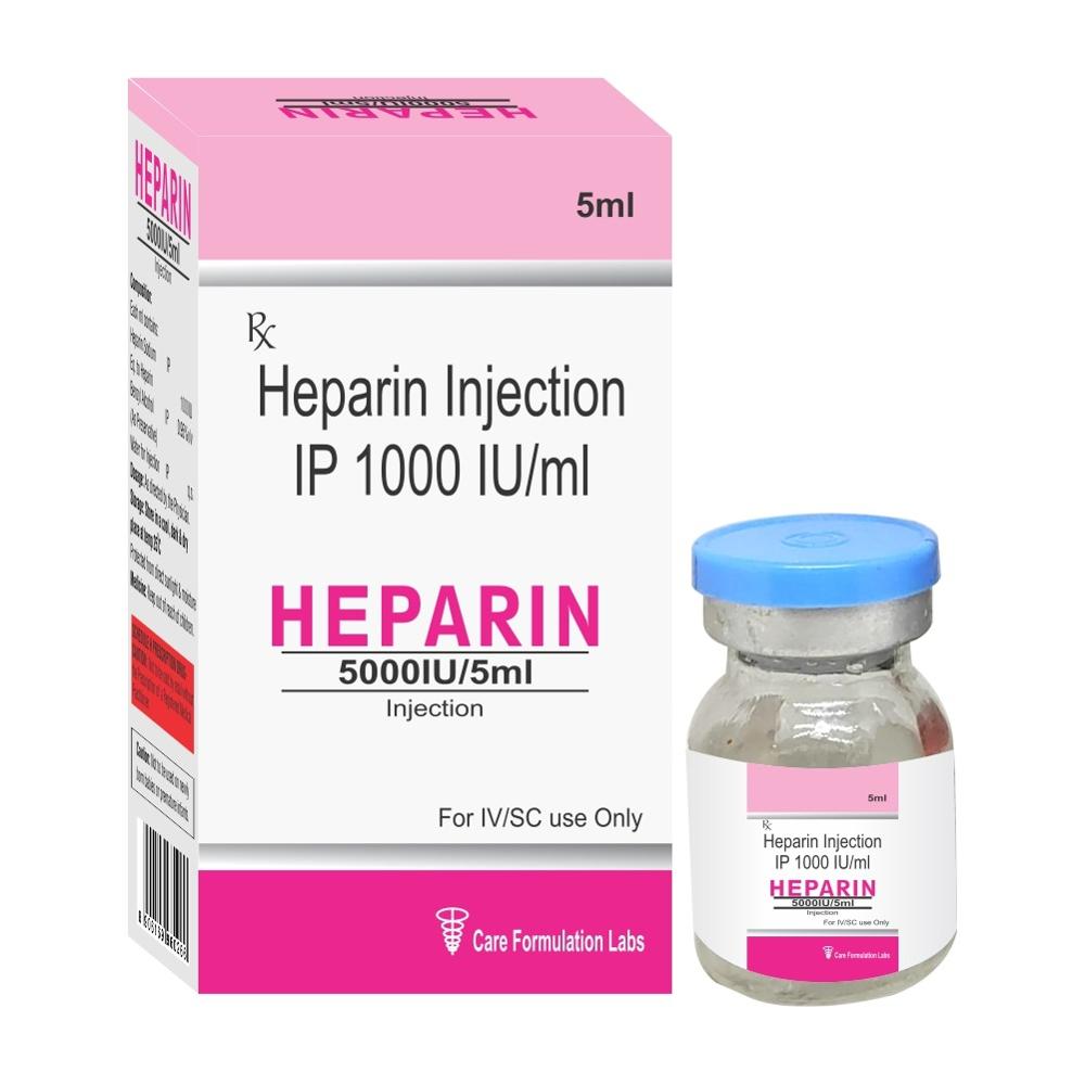 Heparin sodium IP 1000IU (5000IU/5ml) benzyl alcohol 0.95 % v/v injection