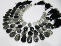 Natural Genuine Black Rutilated Quartz Pear Shape beads