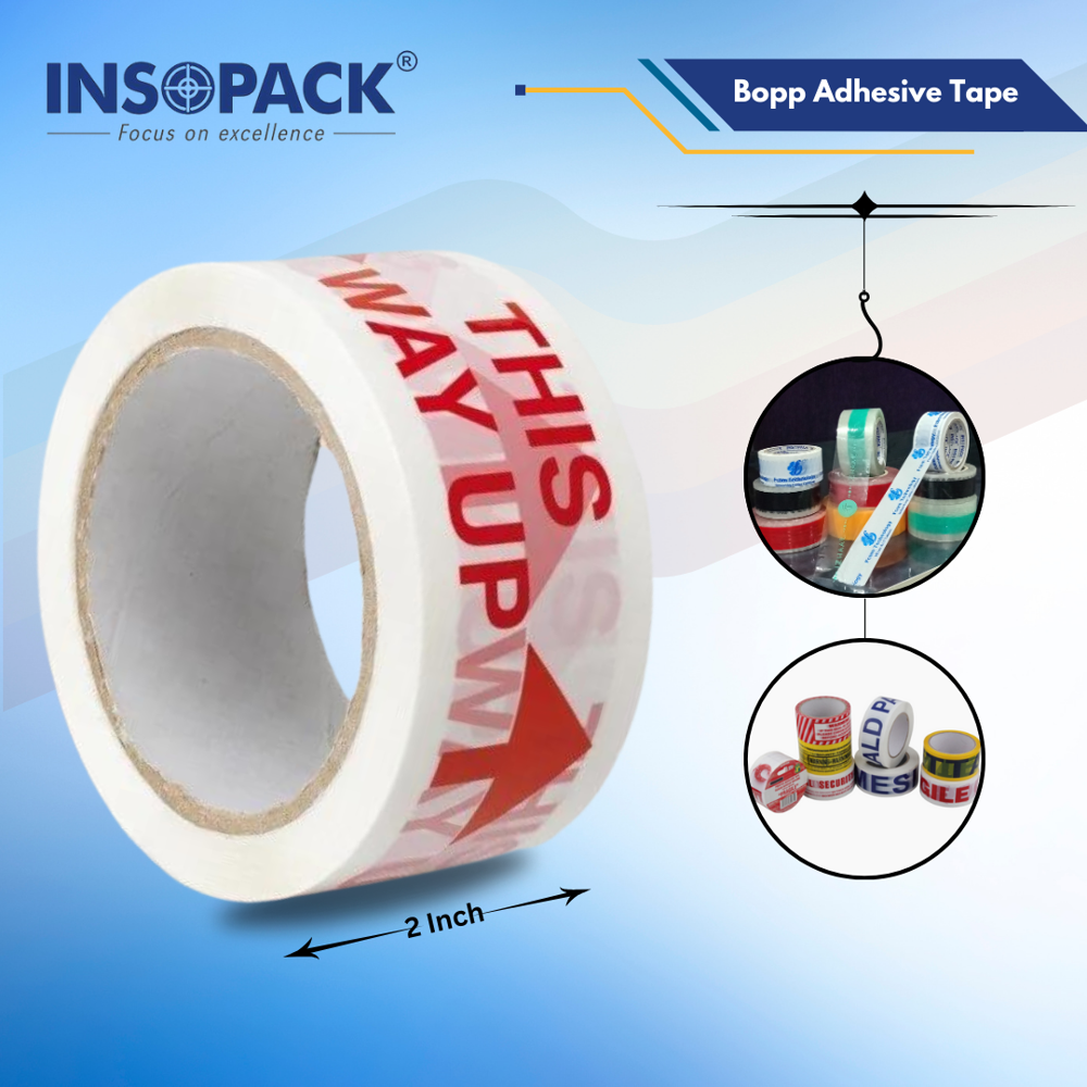 Printed Bopp Packing Tape - Biaxially Oriented Polypropylene, Single Side Adhesive, White Color | Custom Branding, High Adhesion, 12 Months Shelf Life