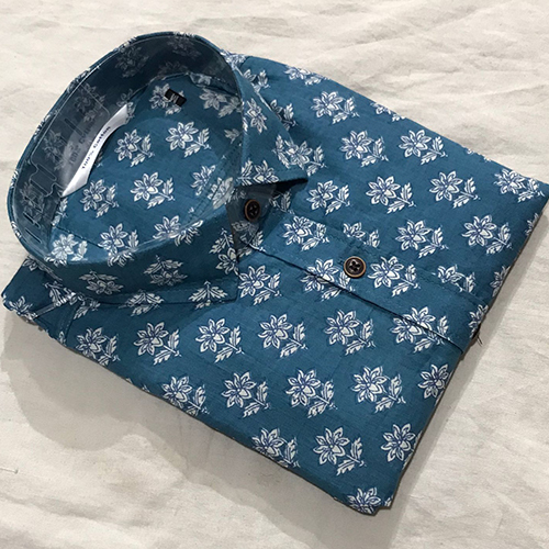 Mens Party Wear Printed Collar Shirt