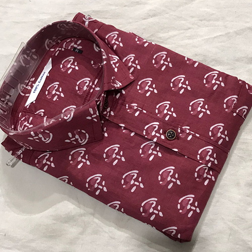 Mens Fancy Printed Collar Shirt