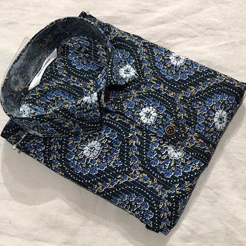 Mens Cotton Printed Collar Shirt