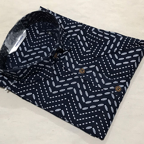 Blue Printed Half Sleeve Shirt