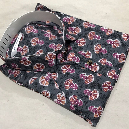 Mens Cotton Printed Half Sleeve Shirt