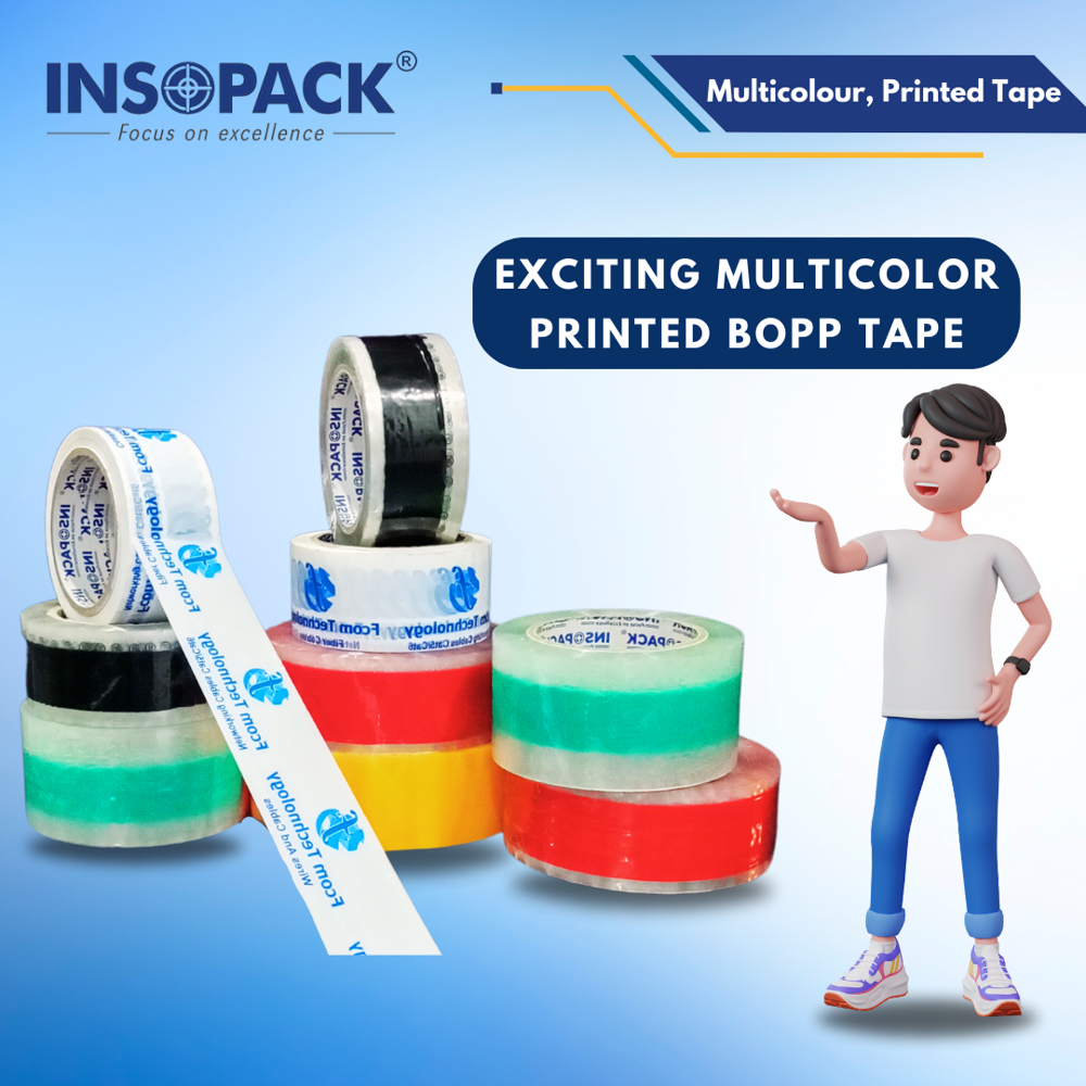 Transparent Printed Tape - Aluminium Foil, Single-sided, Multicolour For Carton Sealing | Water Activated Adhesive, 12 Months Shelf Life, Strong Adhesion