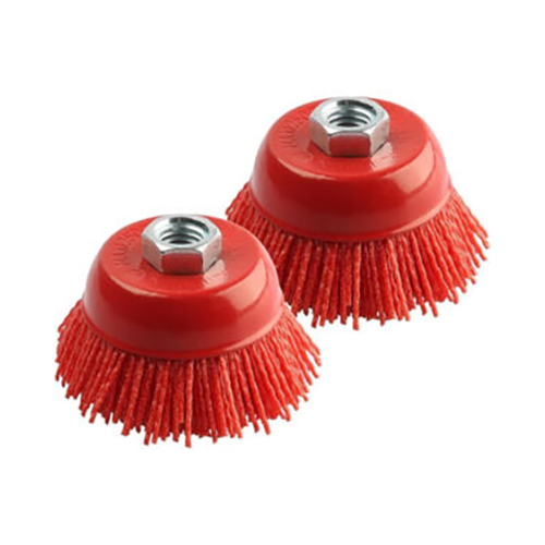 Wheel Wire Cup Brushes - Bristle Color: Red