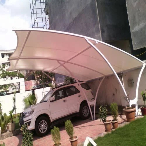 Car Parking Tensile Structure - Steel Frame, Height 10-15 Ft, Customized Color, Concrete Base, Durable Life Span 5-10 Years