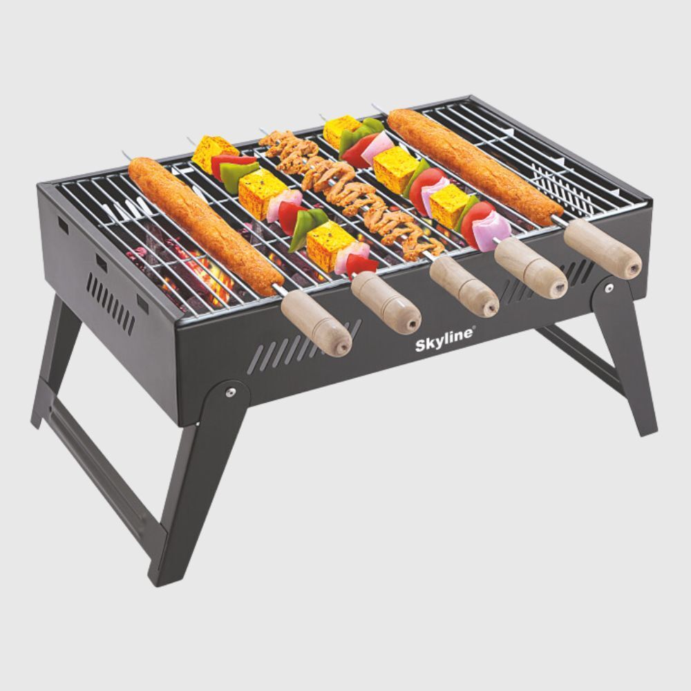 Skyline Foldable Charcoal Barbeque with 5 Skews