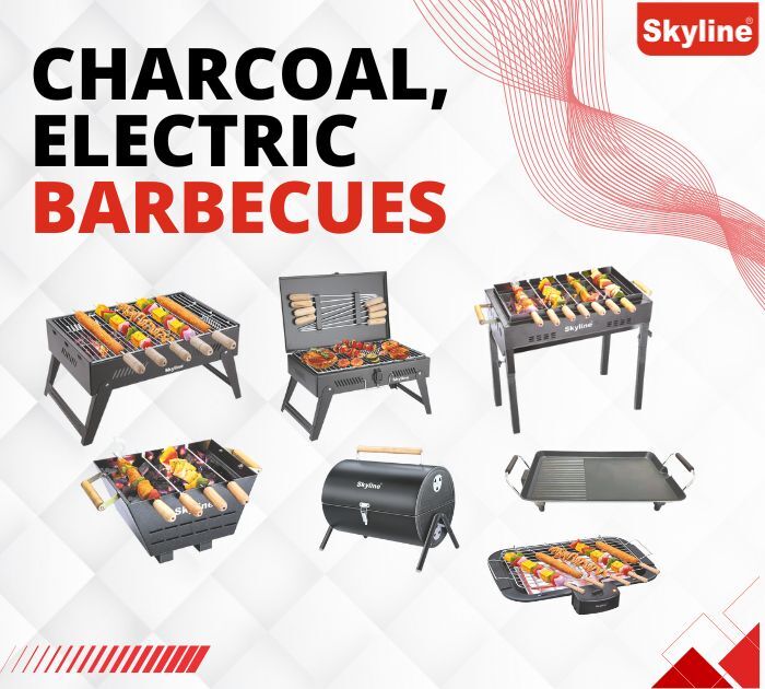 Skyline Foldable Charcoal Barbeque With 5 Skews