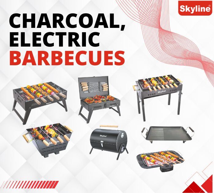 Skyline Garden Charcoal Barbecue With 7 Skews - Application: Outdoor Cooking
