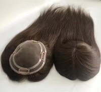 Remy Indian Toupee with Lace Front Silk Mono Base  Virgin Hair