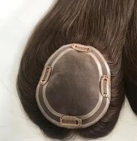 Remy Indian Toupee with Lace Front Silk Mono Base  Virgin Hair