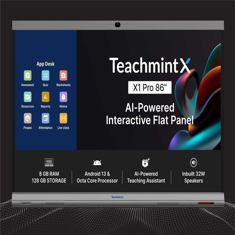 Teachmint X - Interactive Flat Panel - 86 Inch - Color: Black