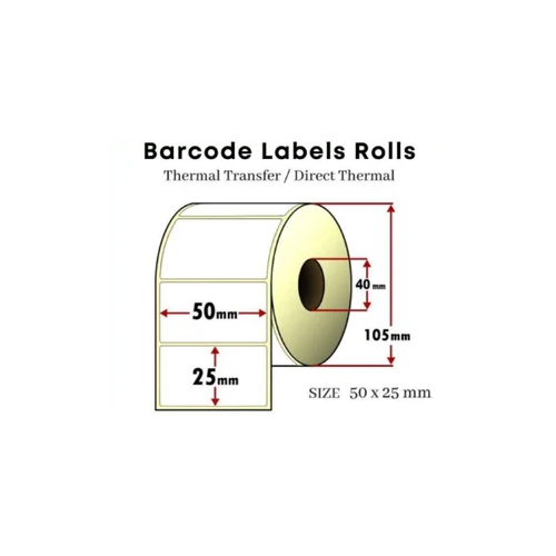Polyester Barcode Label Roll - Pp Material, Round Shape, White Color | Standard Design For Easy Printing And Durable Labeling
