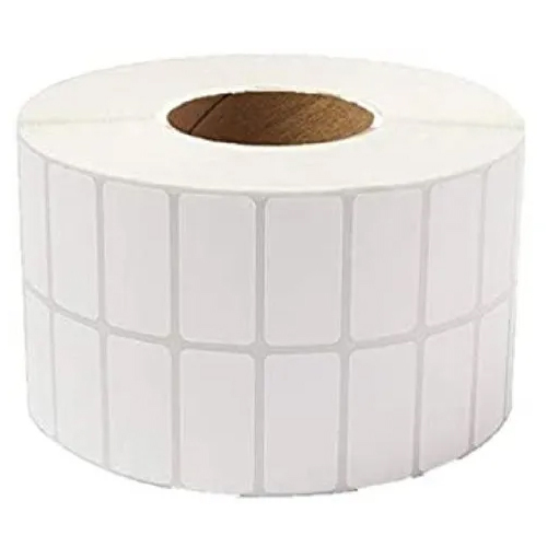 White Plain Barcode Label Roll - PVC Material, Rectangular Shape, White Color | Durable Labels for Products, Equipment, and More