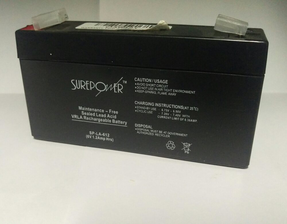 Surepower 6V, 1.2AH Sealed Lead Acid Battery, SP-LA-612