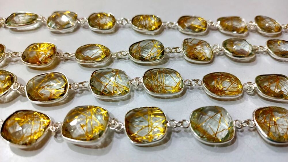 Yellow Rutilated Quartz Briolette Free Shape 12 to 15mm