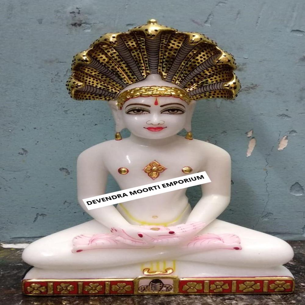 Marble Parshwanath Bhagwan - Color: Red & Golden