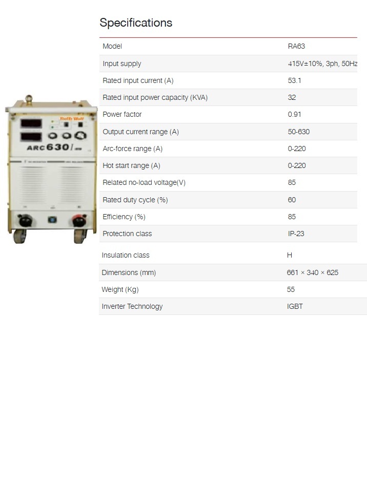 Ralli Wolf Welding Machine ARC 630 (RA63)