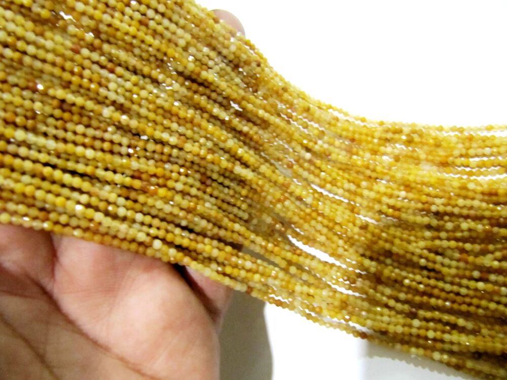 Natural Yellow Rutilated Quartz Rondelle Faceted Beads