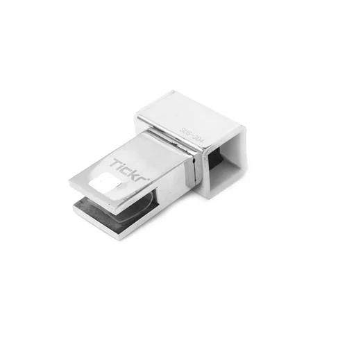 Rod To Glass Square Connector - Color: Silver