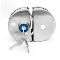 Glass Door Lock - Stainless Steel, 10 X 8 X 14.5 Cm , Silver Color, Polished Finish, Round Shape, 3 Keys Included, Warranty Provided