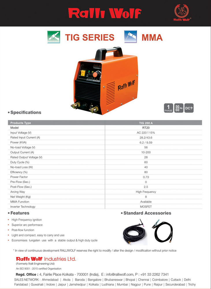 Ralli Wolf Welding Machine TIG SERIES (RT 20)