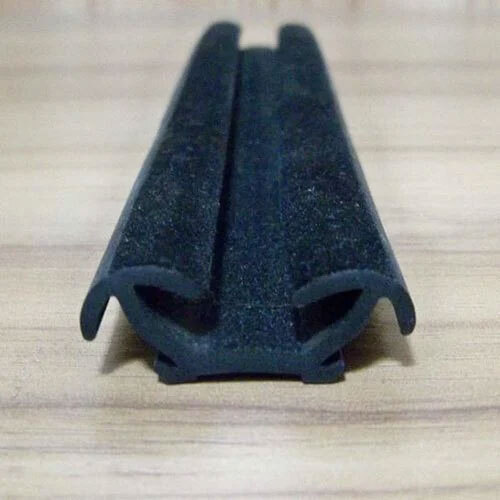 Flocked Rubber Channels - High-Quality Flexible Rubber, Available in Various Sizes, Matte Black Color, Ideal for Industrial Sealing and Equipment Protection