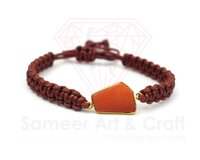 Handmade Design Natural Gemstone 18K Gold Plated Adjustable Thread Bracelet